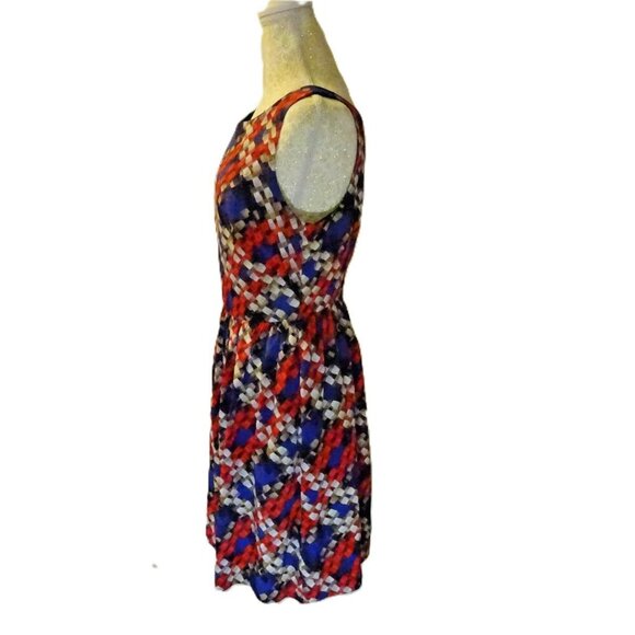 Trina Turk 100% Silk Fit & Flare Dress Size 6 Multicolor Geometric Sleeveless - Picture 2 of 9